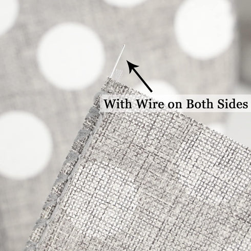 MEEDEE Grey Ribbon with Polka Dots Grey Burlap Ribbon 2.5 Inch Grey and White Ribbon Gray Wired Ribbon for Baby Shower Wreath Farmhouse Decor Door...