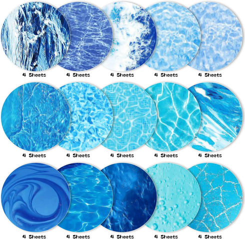 60 Sheets Ocean Waves Scrapbook Paper, A5 Size Assorted Ocean Wavy Print Cardstock Paper Seamless Waves Art Craft Paper for Beach Pool Birthday Pa...