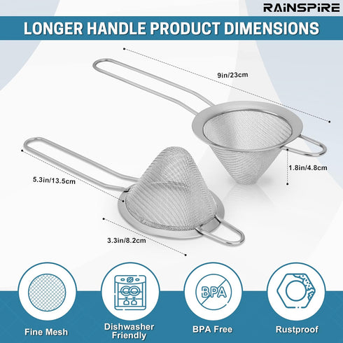 Stainless Steel Small Strainer Fine Mesh Strainer, Mini Cocktail Strainer For Cocktails Tea Herbs Coffee & Drinks, Tea Strainer with Handle, Rust ...