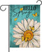 Hello Spring Daisy Flower Garden Flag Double Sided, Floral Butterfly Decorative Yard Outdoor Home Small Decor, Summer Farmhouse Burlap Outside Hou...