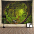 Tushelia Forest Tapestry Psychedelic Tree Cave Tapestries Fantasy Nature Landscape Backdrop Tapestries Stream Through Rainforest Jungle Tapestry W...