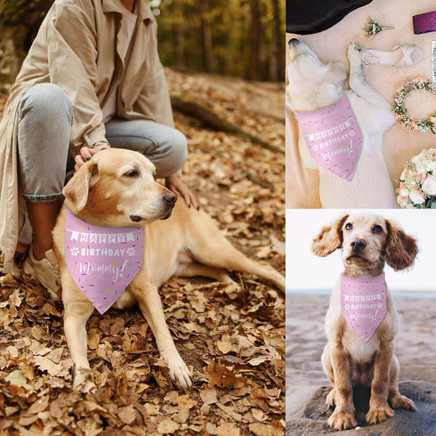 Happy Birthday Mommy Mom Dog Triangle Dog Bandana Scarf Birthday Party Accessorie Gifts for Dog Mom Lovers...