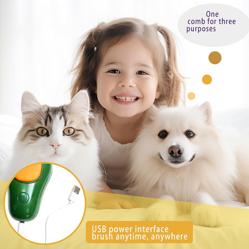 Cat Steam Brush, 3 in 1 Self Cleaning Steamy Cat Brush with Water, Steamer Brush for Cats Dogs Pets, Grooming Cat Hair Brush for Removing Tangled ...