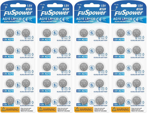 AG10 Button Cell Batteries LR1130 Battery 1131 389 390 189 LR54 Battery for Calculator (40 Count (Pack of 1))...
