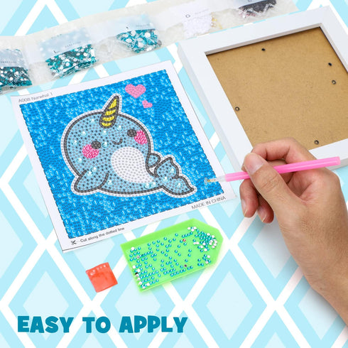 TOY Life 5D Diamond Arts Kits for Kids with Wooden Frame Diamond Arts and Crafts for Kids Ages 6 8 10 12 Gem Art Painting Kit Whale Diamond Dots P...