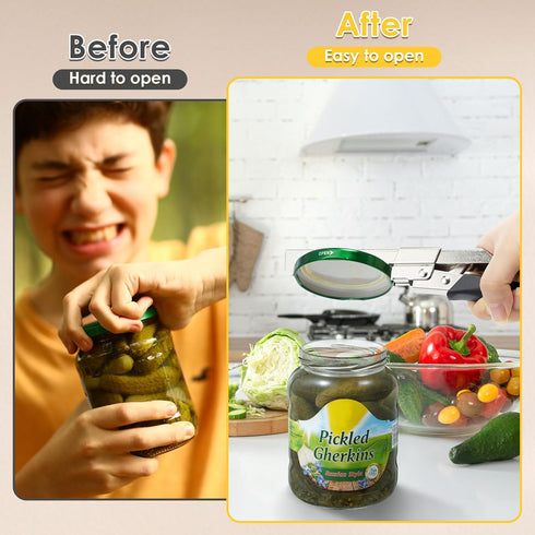 Dreyoo 2 Pack Adjustable Jar Can Opener, Multifunctional Stainless Steel Can Opener with Jar Gripper, Comfortable Grip Jar Lid Opener for Weak Han...