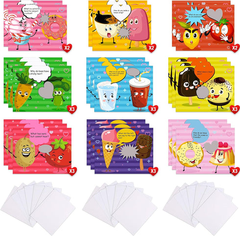 Geefuun 24 Sets Valentines Cards for Kids - 24 Scratch Off Jokes Cards + 24 Dinosaur Building Blocks Classroom School Exchange Gifts Love Party Fa...