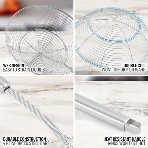 Zulay Kitchen Stainless Steel Cooking Utensil - Stainless Steel Kitchen Utensil - Durable Kitchen Gadgets - Metal Kitchen Accessories - Easy to Cl...