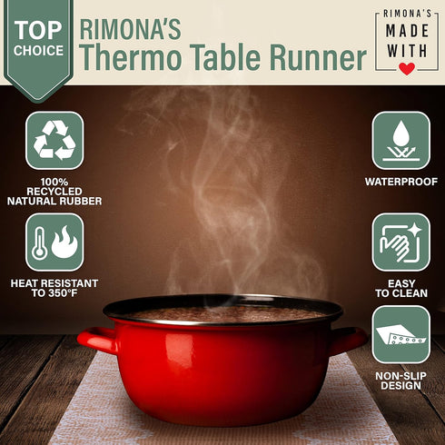 RIMONA'S Thermo Heat Resistant Table Runner and Trivet for Hot Dishes - Waterproof Hot Plates to Protect Table and Countertop - Kitchen & Dining 3...