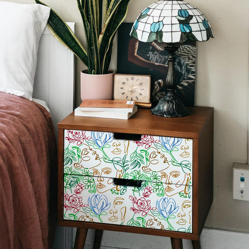 FINGERINSPIRE Woman Face Stencil 11.8x11.8inch Line Art Beautiful Woman Face Drawing Template Beauty Girl Rose Magnolia Pattern Decoration Stencil...