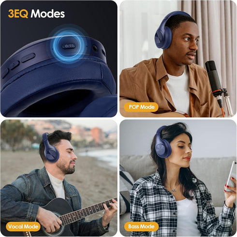 JH-923 Wireless Headphones Over Ear, 65H Playtime, 3EQ Sound Modes, Hi-Res Audio with Deep Bass Microphone,Foldable Lightweight Bluetooth Headphon...
