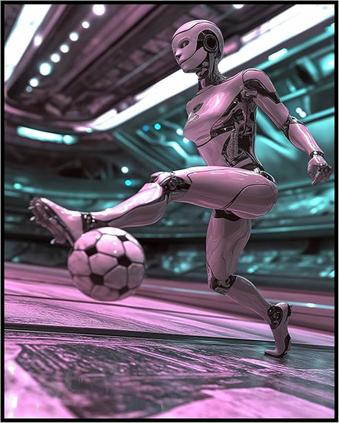 Posterizer 1 pcs-Futuristic football-soccer robot kicking a ball-Sports & Hobby Art Gifts for sports fans Decor for Home & Office- unframed wall a...