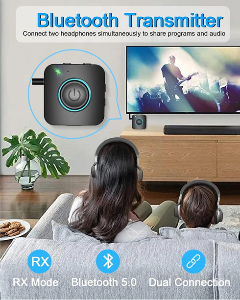 Bluetooth Transmitter Receiver, LAICOMEIN 2-in-1 V5.0 Bluetooth Adapter, Wireless Transmitter for TV PC MP3 Gym Airplane, Bluetooth Receiver for S...