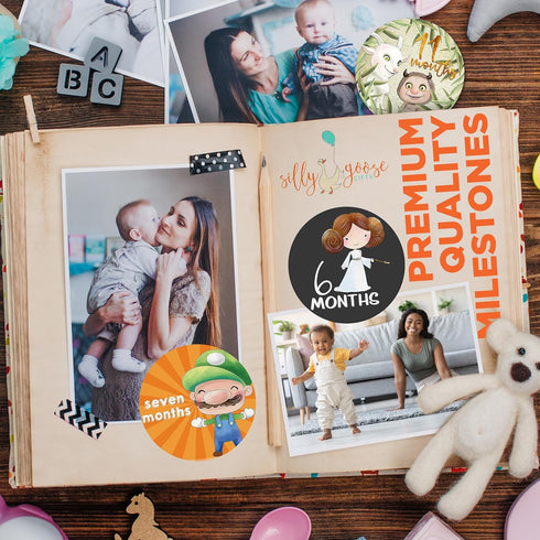 Silly Goose Gifts Little Nightmares Character Themed Baby Milestone Stickers for First Year Month to Month Photo Prop Infant Onesie Growth Chart S...