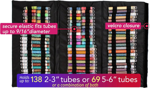 The Beadsmith Bead Tube Tower – Storage Unit – 8 x 16 inches, Folds Easily for Storage or Travel – Holds Large and Small Bead Tubes – Clear Zipper...