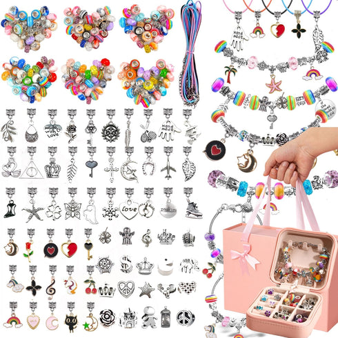DiiuuAII Charm Bracelet Making Kit for Girls,142 Pcs DIY Charm Bracelet Jewelry Making Kit, Gift Packaging Available As Christmas Gift,with a Port...