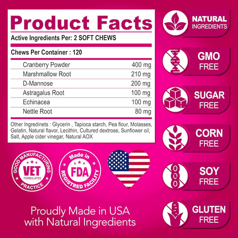 Dog UTI Treatment - Cranberry Supplement for Dogs UTI - Bladder Control for Dogs - Dog Urinary Tract Infection Treatment - UTI Medicine for Dogs -...