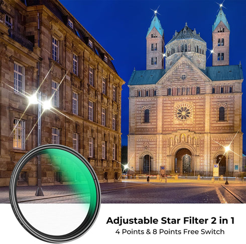 K&F Concept 49mm Variable Star Filter Cross Screen Starburst Filter 4, 8 Points -18 Layer Coating Ultra Slim Optical Glas Camera Lens Filter with ...