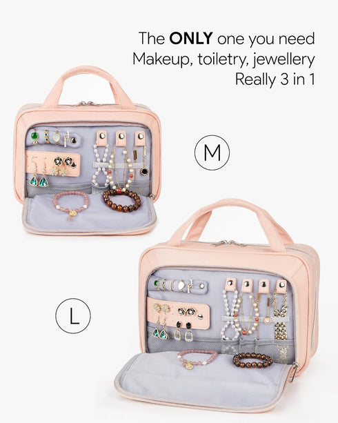 OlarHike Travel Toiletry Hanging Bag Waterproof Bags, Makeup bag, Toiletries, Jewelry, Travel Essentials 3 in 1 Packing Organizers, Cosmetic Trave...