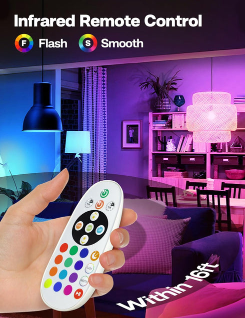 Color Changing Light Bulb, 80W Equivalent LED Bulbs, 900LM, RGBW+Warm+Cool White With Remote Control, E26 Base, Dimmable, A19 9W LED Light Bulb, M...