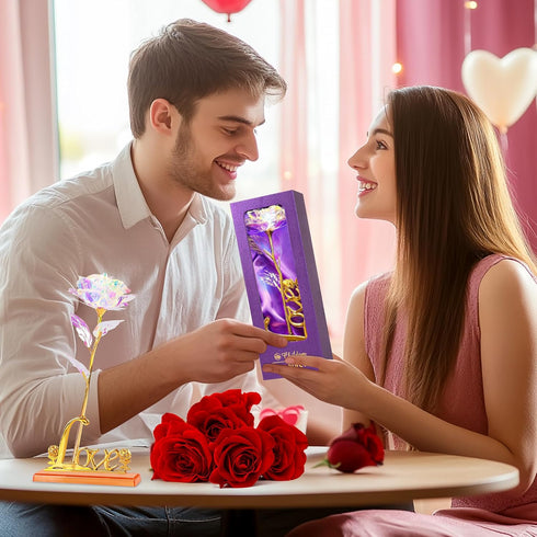 Childom Birthday Gifts for Women,Christmas Rose Gifts for Her Mom,Rainbow Rose with Love Stand for Wife,Sweet Artificial Flower for Grandma,Women,...