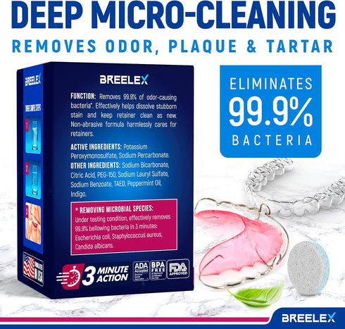 Denture Cleaning Tablets - 120 Retainer Cleaner Tablets for Aligner, Mouth & Night Guard - FSA HSA Approved Products - Dental Cleanser for Nightgu...