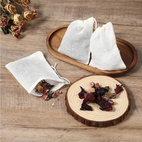 20PCs Cotton Muslin Bags with Drawstring, 3x4 Inches Reusable Sachet Bags, Spice Bags for Cooking Soup, Natural Unbleached Tea Bags for Loose Tea,...