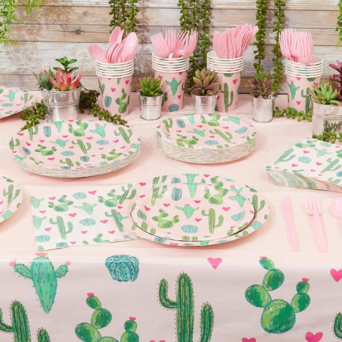 Sparkle and Bash Fiesta Plates for Cinco de Mayo Party Supplies and Cactus Themed Decorations (7 In, Pack of 80)...