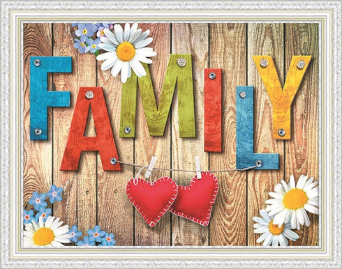 Abillyn Embroidery Cross Stitch Kits Wooden Sign Family and Love Hearts Stamped with Printed Pattern Starter Kit (Family)...