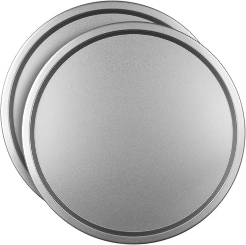 DecorRack 13 Inch Alloy Steel Pizza Pan, Non-Stick Coating, Dishwasher Safe Serving Tray, Round Baking Tray for Oven Use (2 Pack)...