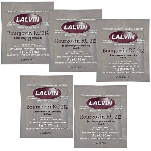 Lalvin Bourgovin RC 212 Wine Yeast, 5 grams - 5-Pack...