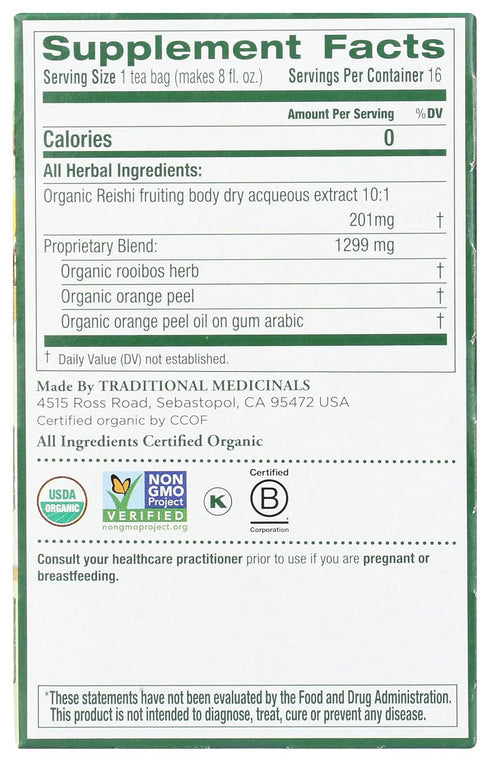 Traditional Medicinals, Organic Reishi Mushroom Tea, 16 Count...