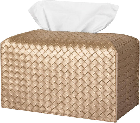 Tissue Box Cover Rectangle PU Leather Tissue Holder Facial Tissue Case Paper Organizer Dispenser for Bathroom, Vanity, Countertop, Tabletop, Car, ...