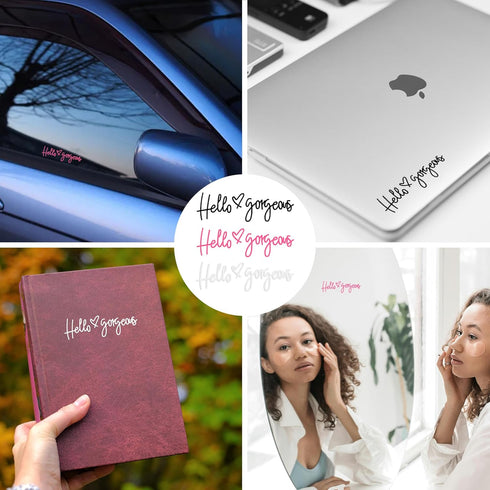 3Pcs Hello Gorgeous Car Rearview Mirror Decals, Vanity Mirror Stickers, Cute Window Vinyl Decal, Car Decal for Women, Fancy Girl Car Accessories...