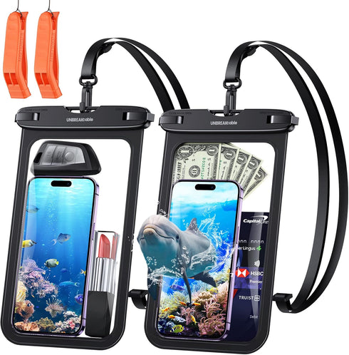 UNBREAKcable Large Waterproof Phone Pouch,?IPX8??Emergency Whistles??Oversized? Waterproof Phone Case Cellphone Dry Bag for iPhone 15 14 13 12 11 ...