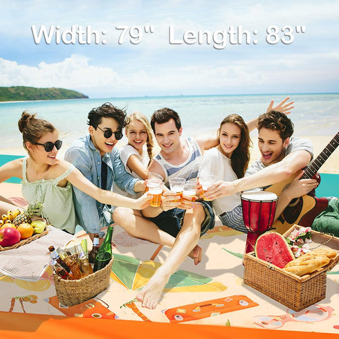FunQeeu Beach Blanket, Sandproof Extra Large Beach Mat 83" X 79" for 2-8 Adults Waterproof Oversized Lightweight Quick Drying Outdoor Picnic Blank...