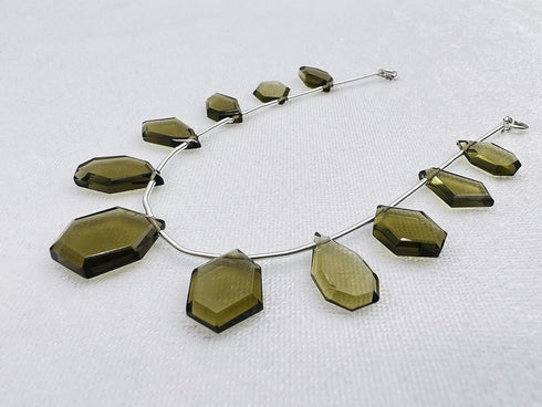 1 Strand Smoky Quartz 11 Pcs Beads Size 3.5x13-4.5x16.5mm Fancy Shape Cut Faceted Beads for Jewellery Making, Beading & Craft Supplies KCRAFTS-RK_...