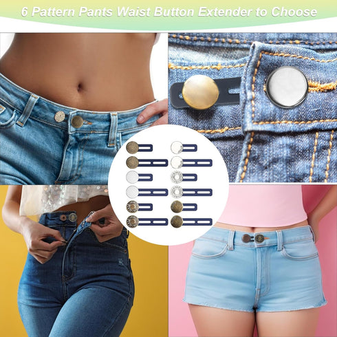 12 Pcs Button Extenders for Jeans, Jean Button Extender, Button Extender for Pants Button Extender, Waist Extenders for Pants for Men Women, Insta...