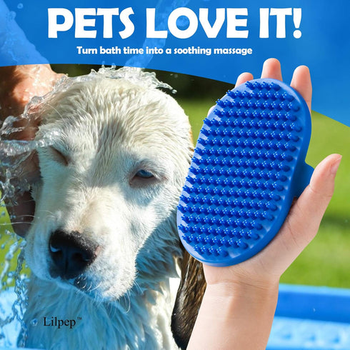 Dog Bath Brush, Rubber Pet Shampoo Brush with Silicone Bristles for Massaging Grooming, Removing Short Haired Dogs Cats Shedding, Tangles and Dead...
