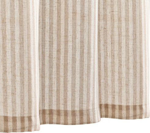 Vangao Stripe Farmhouse Kitchen Curtains 24 Inch Length Linen Blend Cafe Curtains Tickingstripe Tier Drapes Pinstripe Semi-Sheer Small Window Trea...