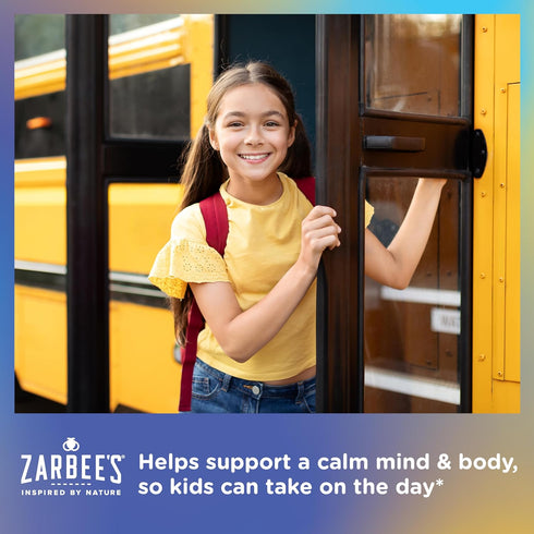 Zarbee's Children's Calm Gummy, Supports a Calm Mind & Body for Kids Ages 5+, Made with Magnesium, Chamomile & Vitamin B6, Natural Raspberry Flavo...