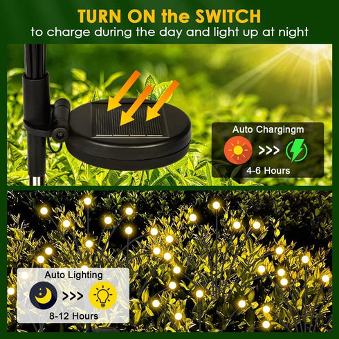 2 Pack Solar Garden Lights, 10 LED Solar Firefly Light Outdoor Waterproof, 8 Modes Solar Outdoor Lights, Swaying Solar Garden lights for Landscape...