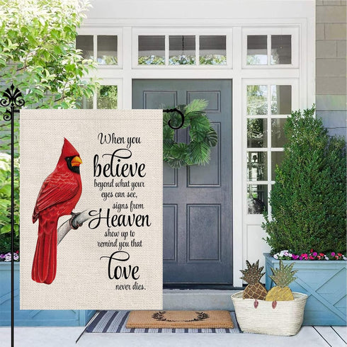 Cardinal Garden Flag Vertical Double Sided Farmhouse Burlap Yard Outdoor Decor 12.5x18 Inch-When you Believe Beyond What Your Eyes Can See Signs F...
