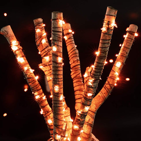 Halloween Orange Fairy String Lights: 12 Pack 7 Ft 20 LED Battery Operated Firefly Lights on Black Wire Starry Moon Lights for DIY Party Bedroom P...