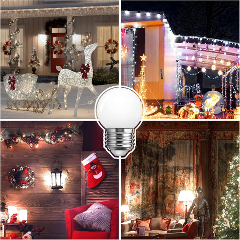 LED Vanity Light Bulb, Small Globe Christmas Light Bulbs, 15 Watts Equivalent, 1W Low Watt LED E26 Medium Screw Base Decoration Bulb, Daylight Coo...