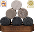 Whiskey Chilling Stones - Set of 6 Handcrafted Premium Granite Round Sipping Rocks - Hardwood Presentation & Storage Tray by R.O.C.K.S....