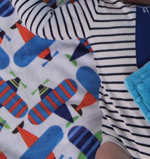 Unisex Baby Reversible Minky Dot Stroller Blanket (Choose Color) (Airplane/Turquoise)...