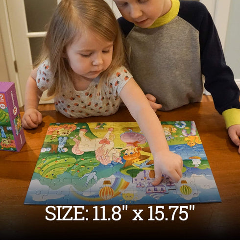 (72 Pieces) Kids Jigsaw Puzzles - Durable Toddler Puzzles for Kids Ages 4-8 - Princess and Unicorn Design with Thick Puzzle Pieces and Sturdy Box...