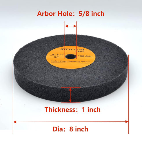 Deburring Wheel, Nylon Fiber Polishing Wheels, Abrasive Silicon Carbide Bench Buffing Grinder Wheel, Dia 8" x 1" Thickness x 5/8" Arbor, 180 Grit,...