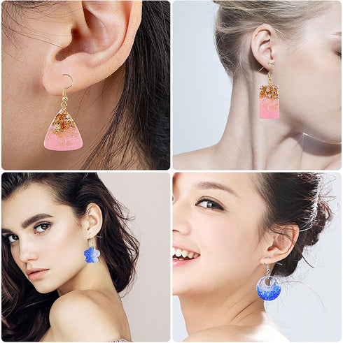 Attuslla 2 PCS Resin Earring Molds Pendant Resin Molds Silicone Jewelry Silicone Resin Molds Making Kits with Ear Hooks, Jump Rings for DIY Earrin...